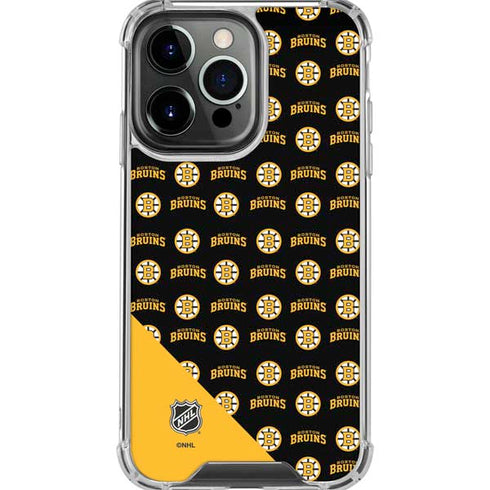 NHL Boston Bruins Pattern iPhone 16 Pro Max Clear Case